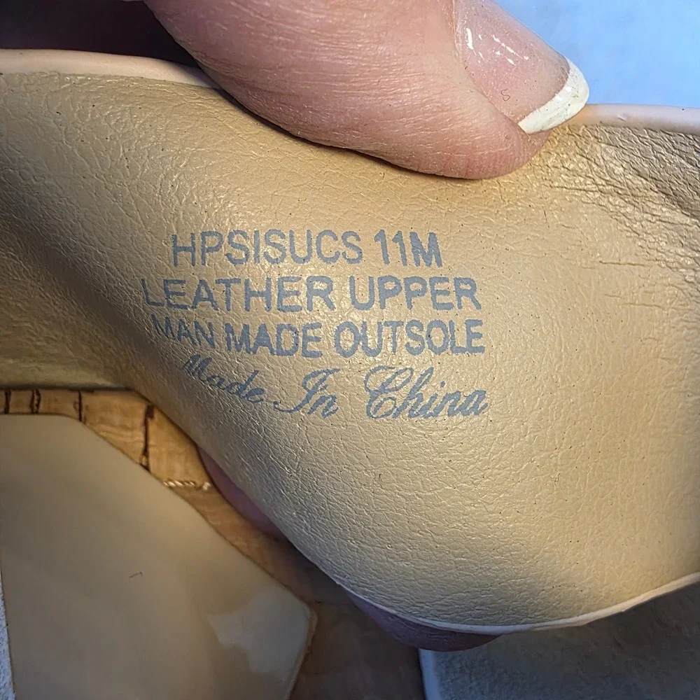 Donald Pliner Womens Wedge Sandals Cork Beige Leather Toe Loop 11M Slides‎